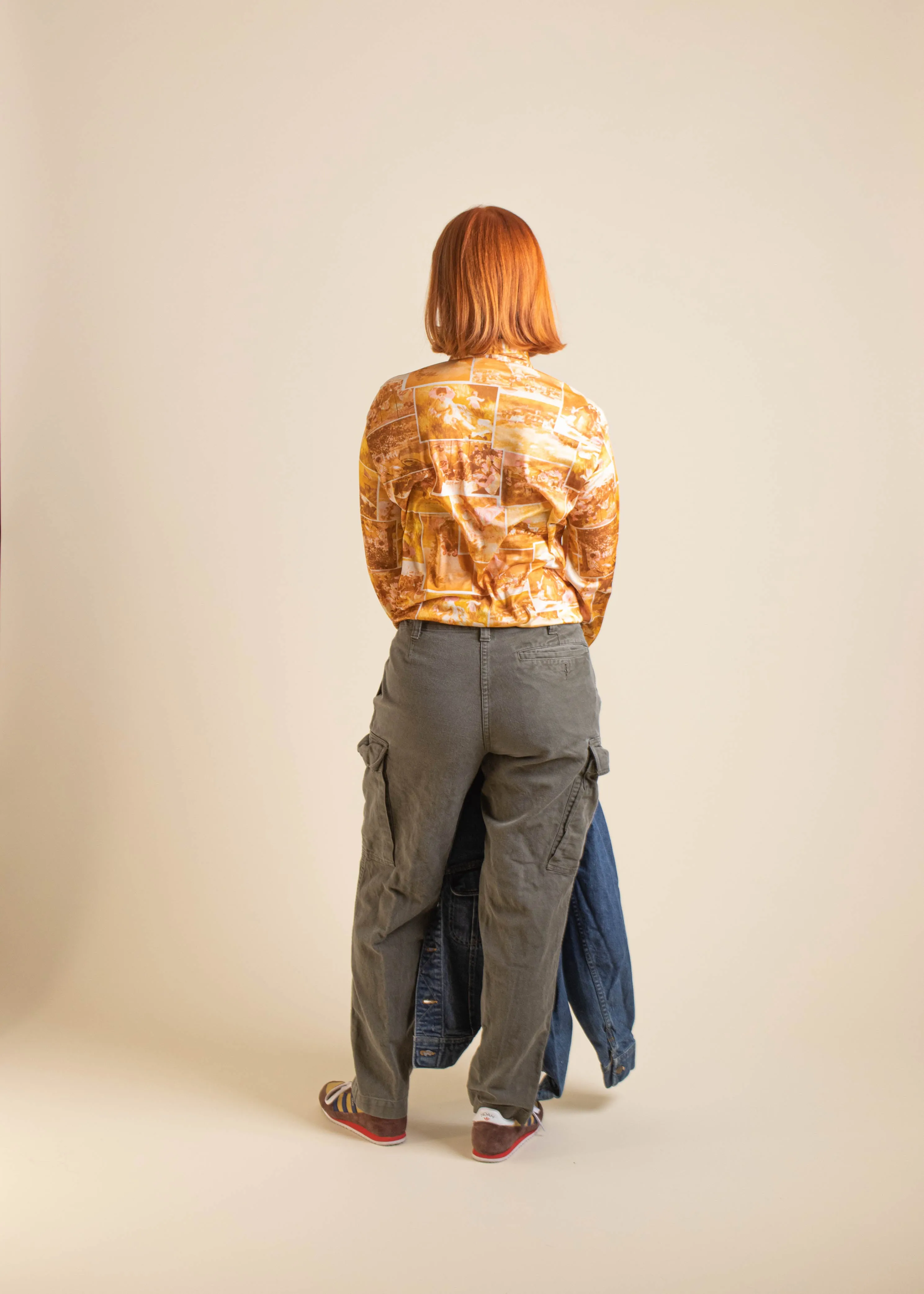1970s Sears Abstract Pattern Long Sleeves Button Up Shirt Size XS/S