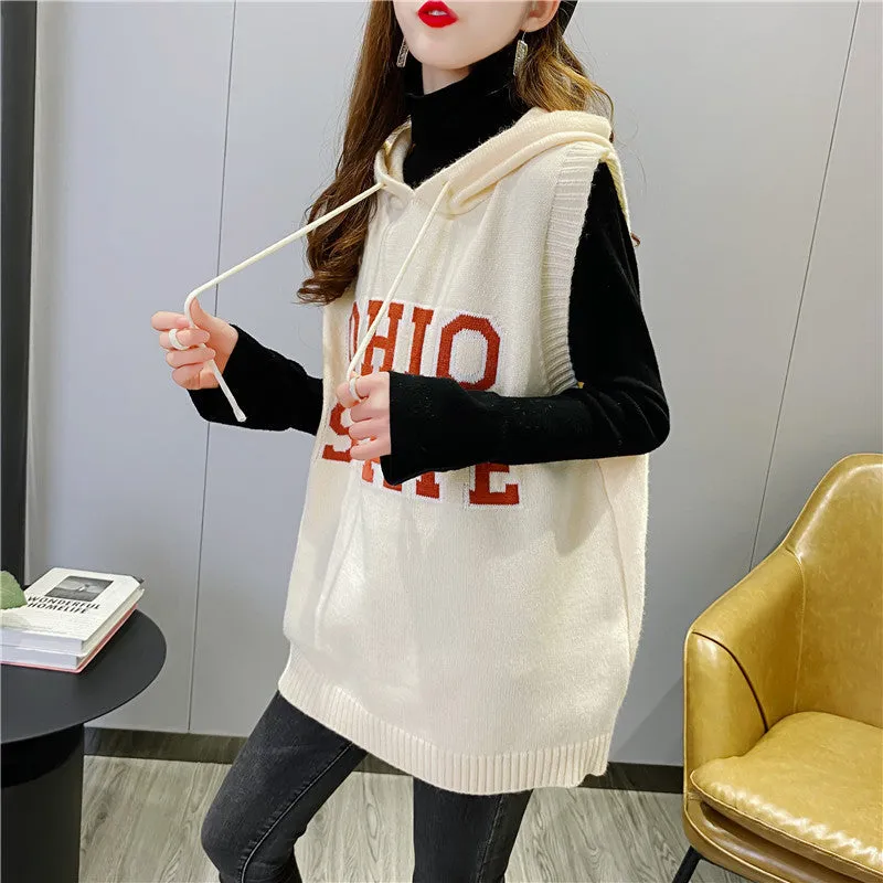2021 sleeveless sweater OHIO Hooded Long Vest sweatshirt women tunica hoodie