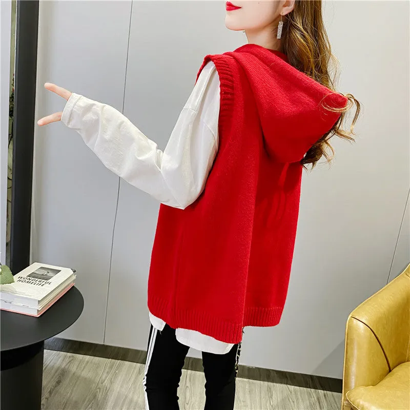 2021 sleeveless sweater OHIO Hooded Long Vest sweatshirt women tunica hoodie