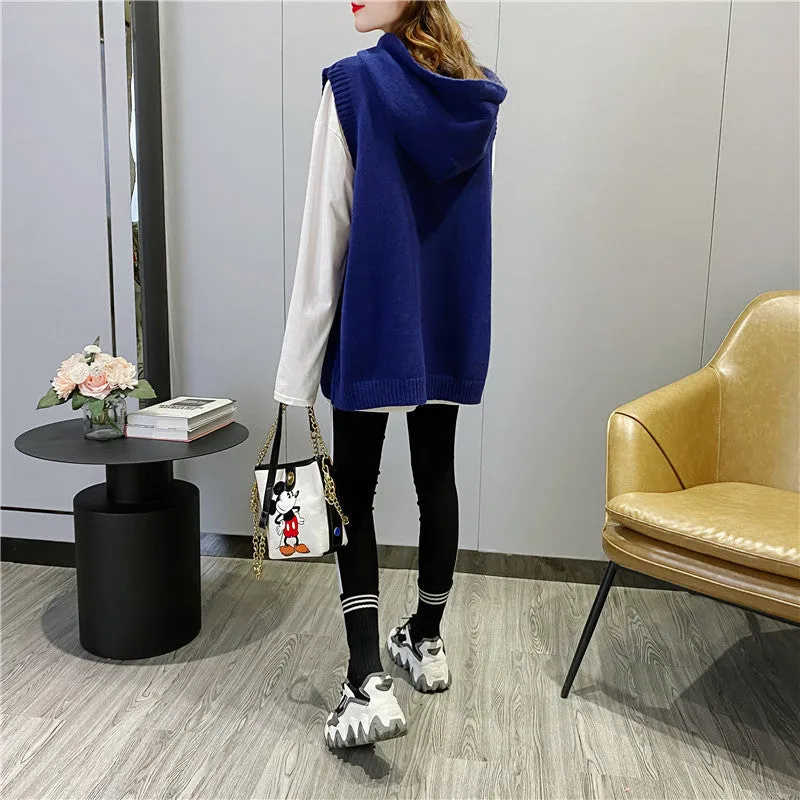 2021 sleeveless sweater OHIO Hooded Long Vest sweatshirt women tunica hoodie