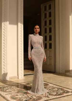 Adrianna Elegant Long Sleeves High Neck White Wedding Dress