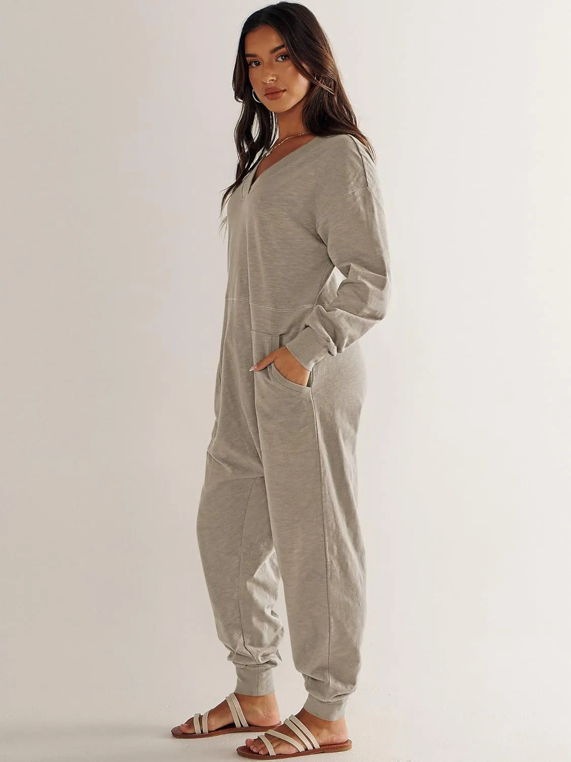 ANRABESS Jumpsuits for Women 2024 Fall Long Sleeve Casual Loose Fit Romper Lounge One Piece Pajamas Outfits Jumper