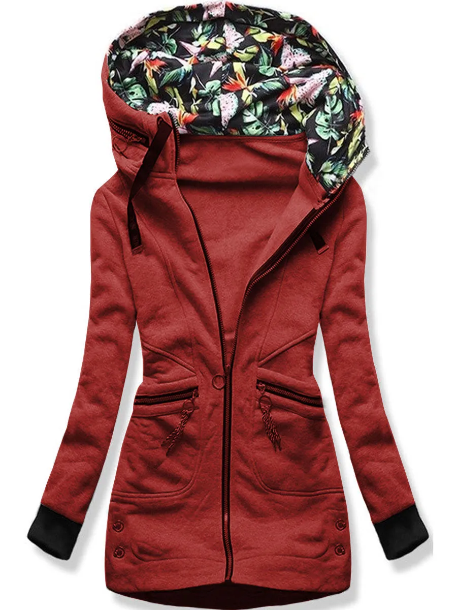 Autumn And Winter Ladies Casual Hooded Jacket