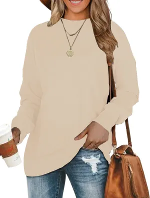 BEUFRI Oversized Sweatshirts for Women Crew Neck Long Sleeve Tunic Shirt Tops for Legging