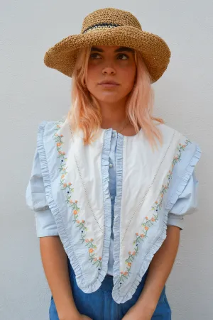 Damson Madder Summer Sandy Embroidered Blue Blouse