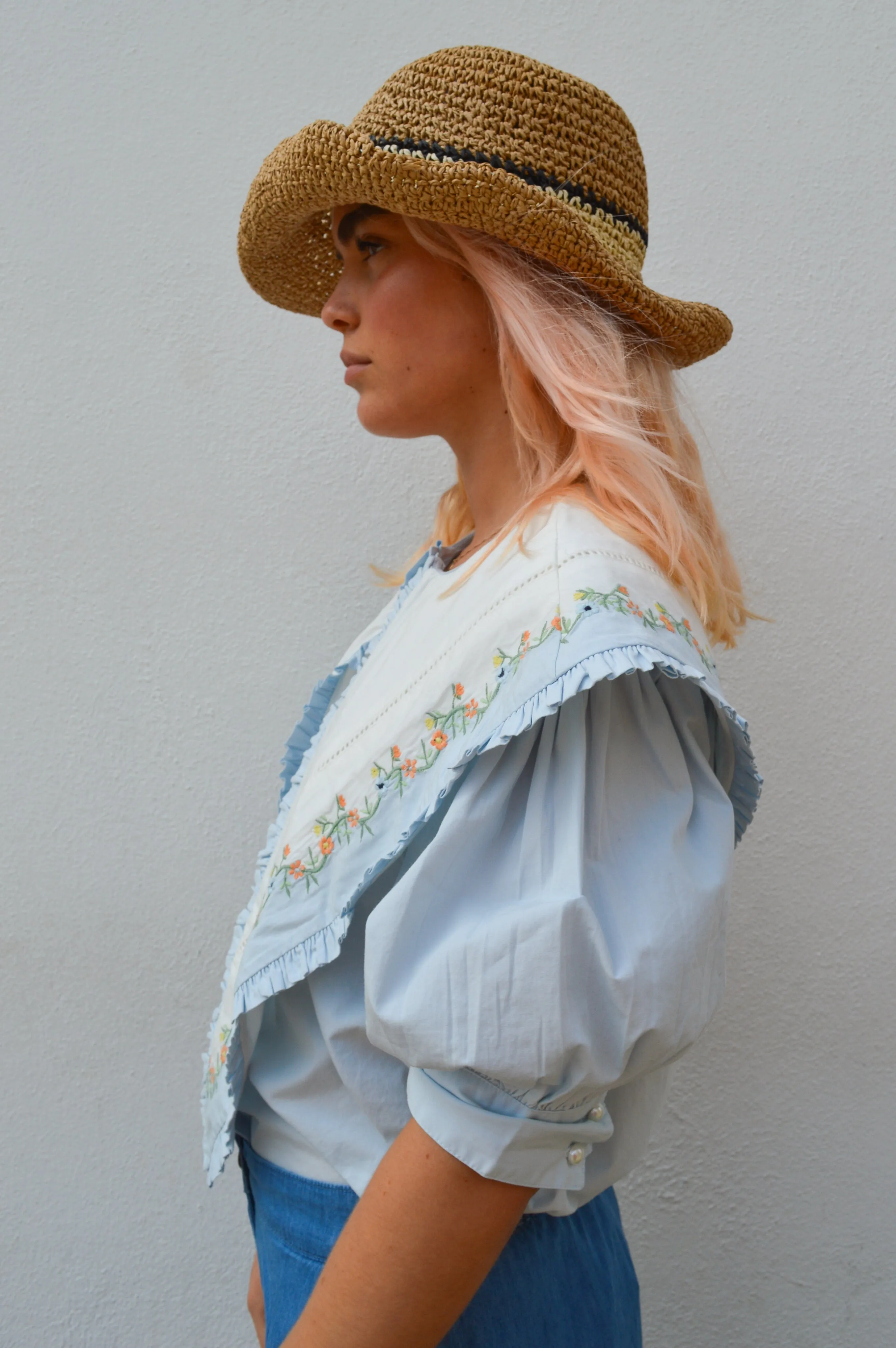 Damson Madder Summer Sandy Embroidered Blue Blouse