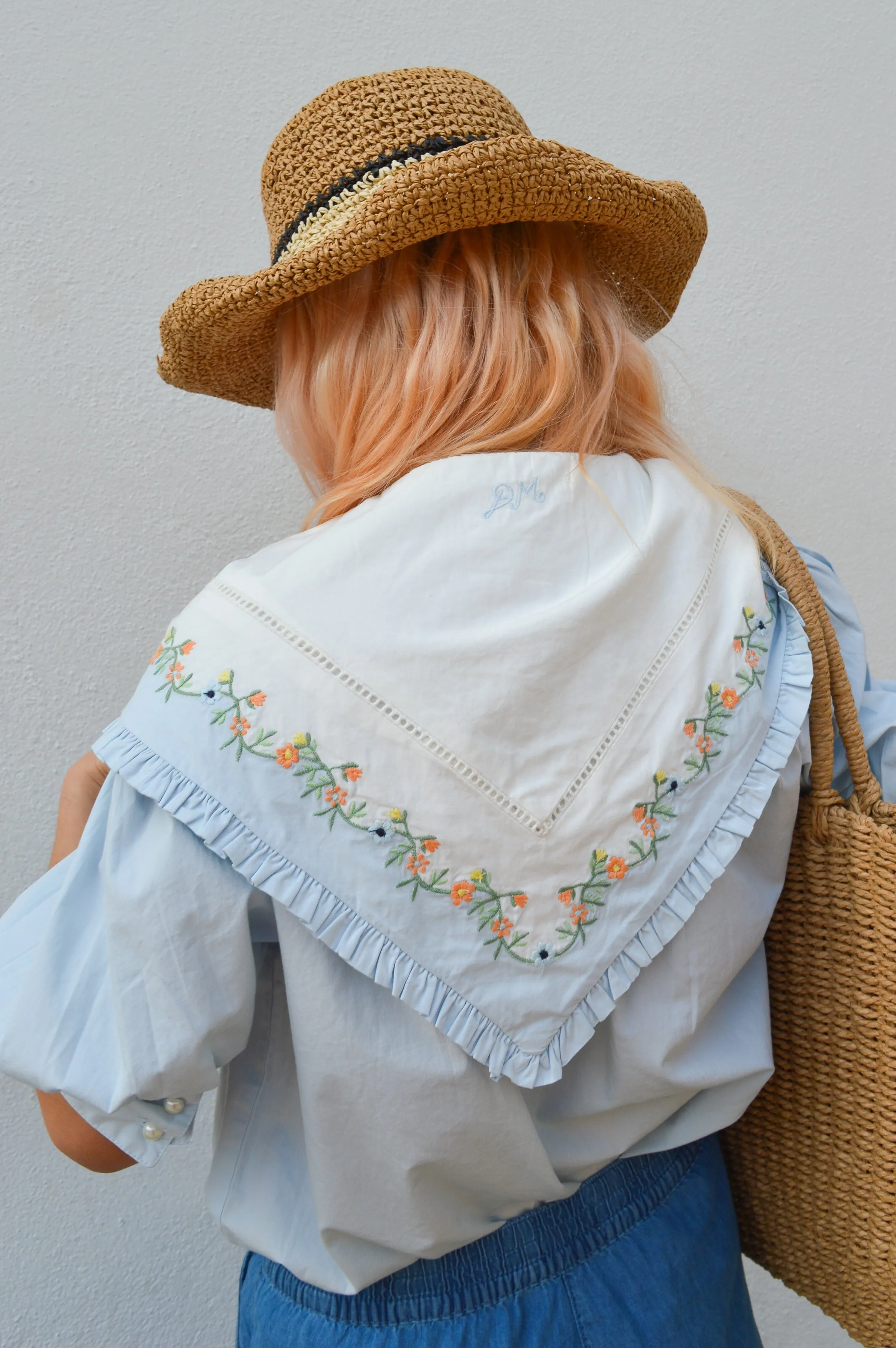Damson Madder Summer Sandy Embroidered Blue Blouse