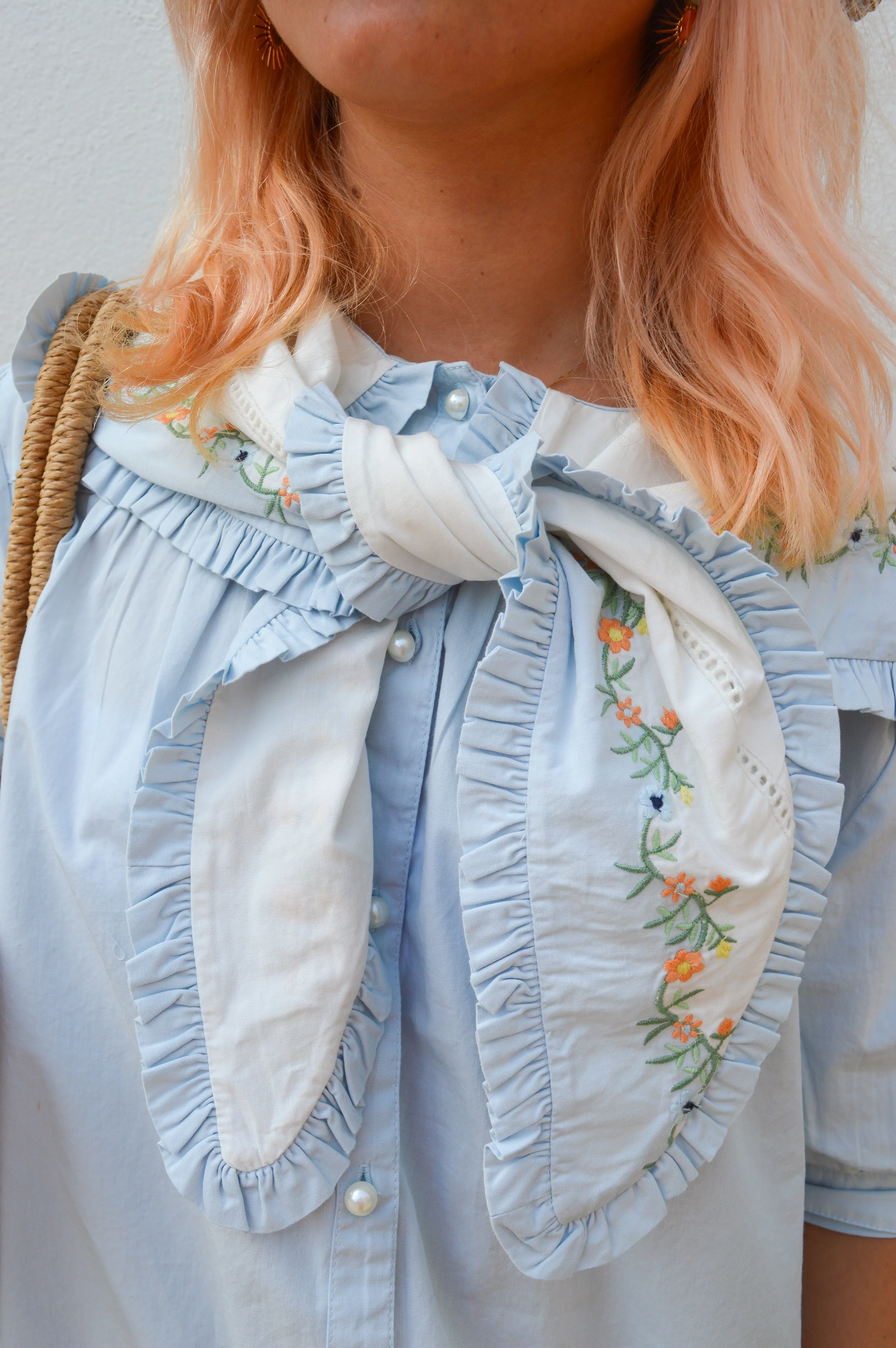 Damson Madder Summer Sandy Embroidered Blue Blouse