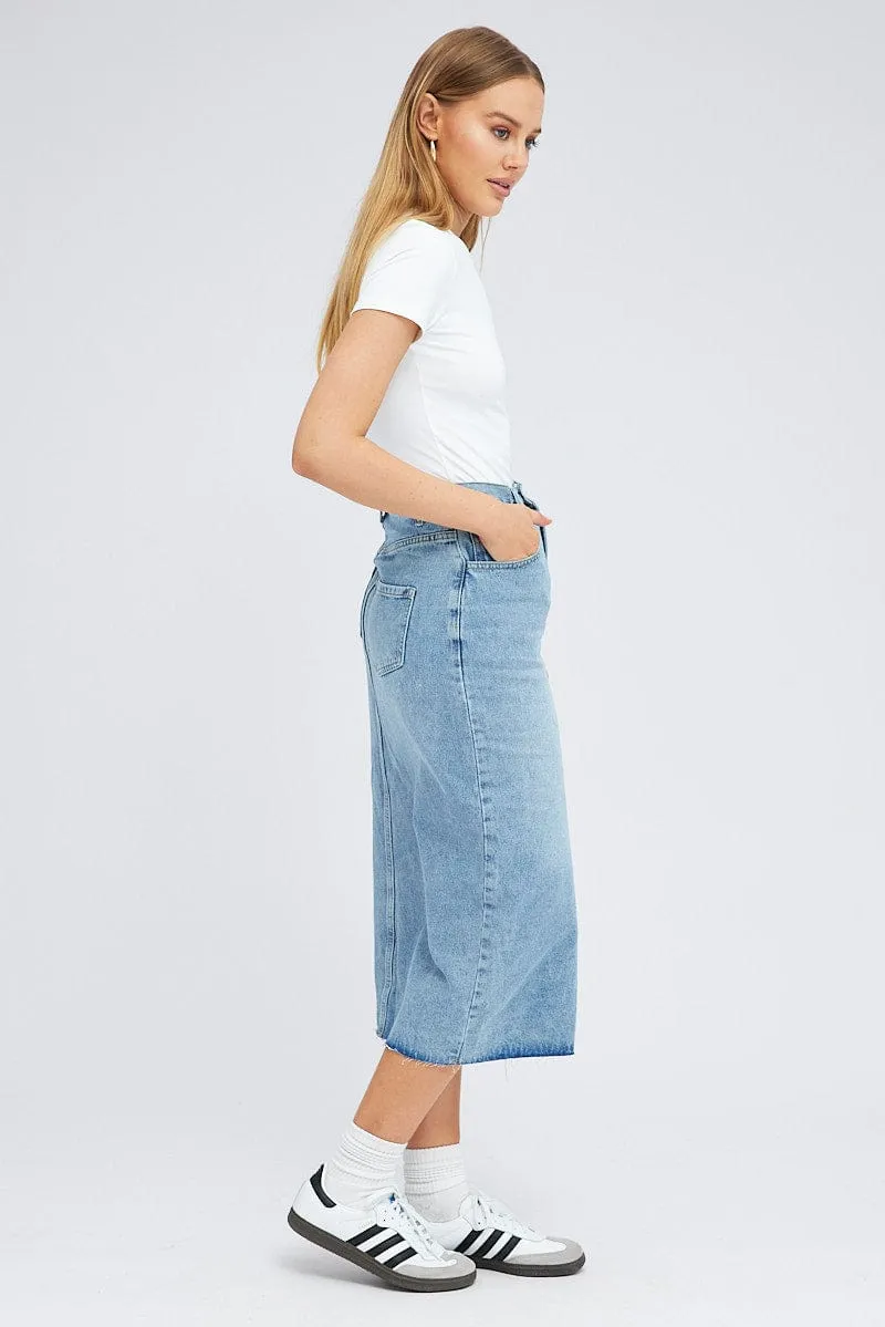 Denim Denim Skirt Midi High Rise