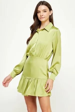 Dusty Citron Ruffled Satin Dress