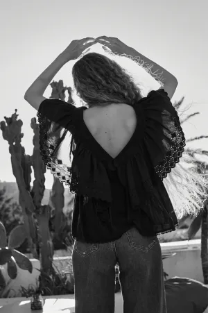 Faune Camelia Black Blouse