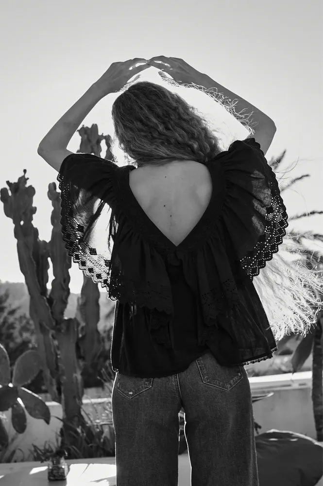 Faune Camelia Black Blouse