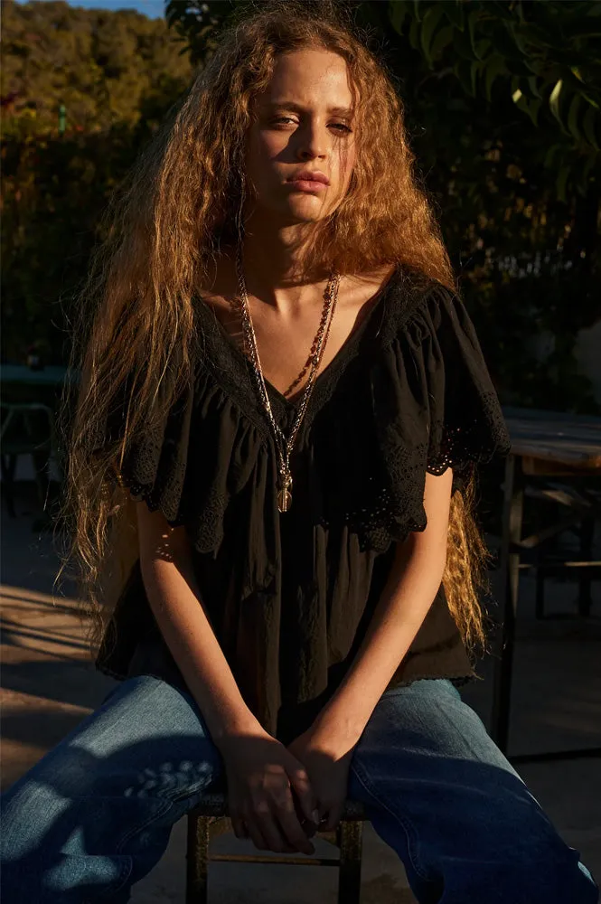 Faune Camelia Black Blouse