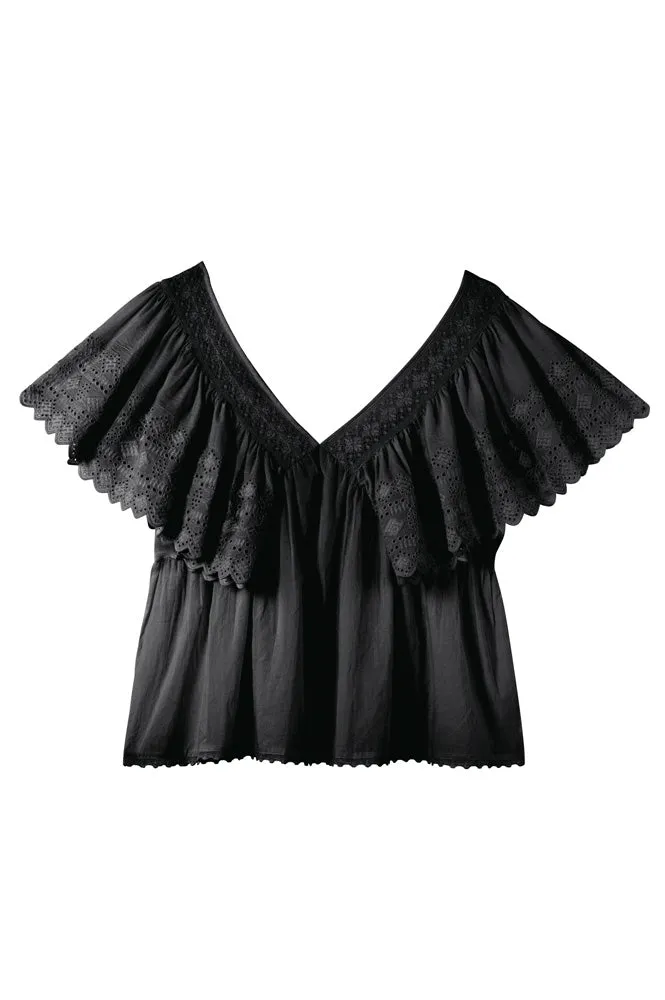 Faune Camelia Black Blouse