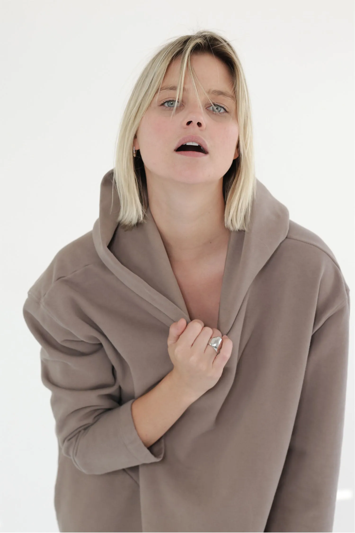 Garment dye cotton fleece Hoodie dress