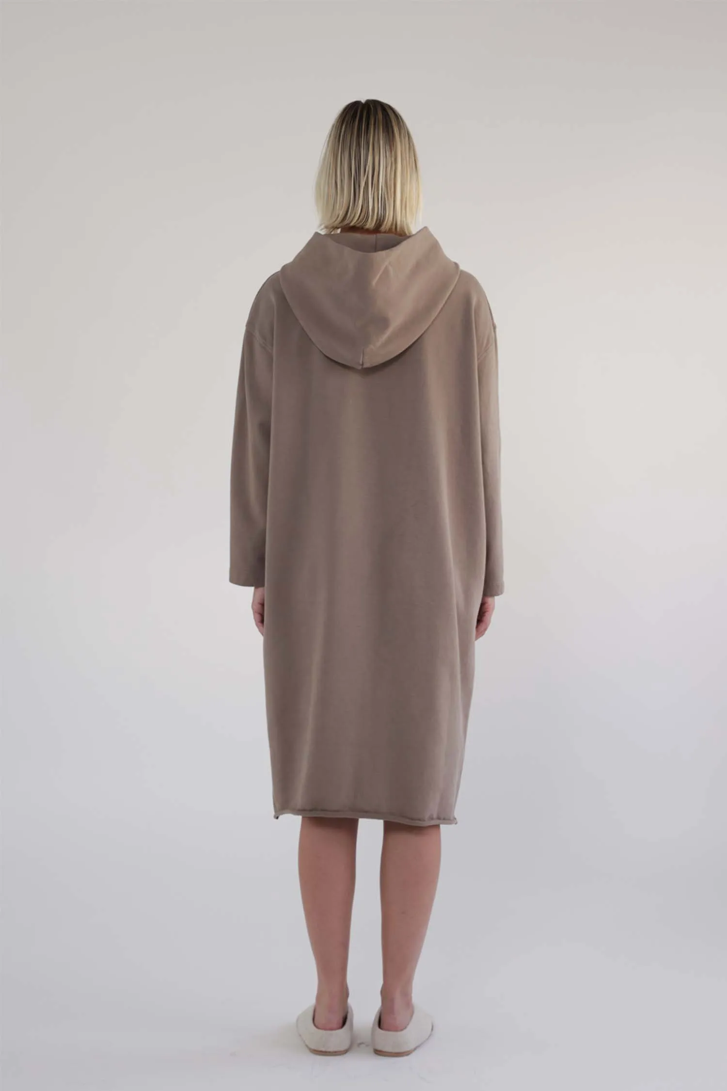 Garment dye cotton fleece Hoodie dress