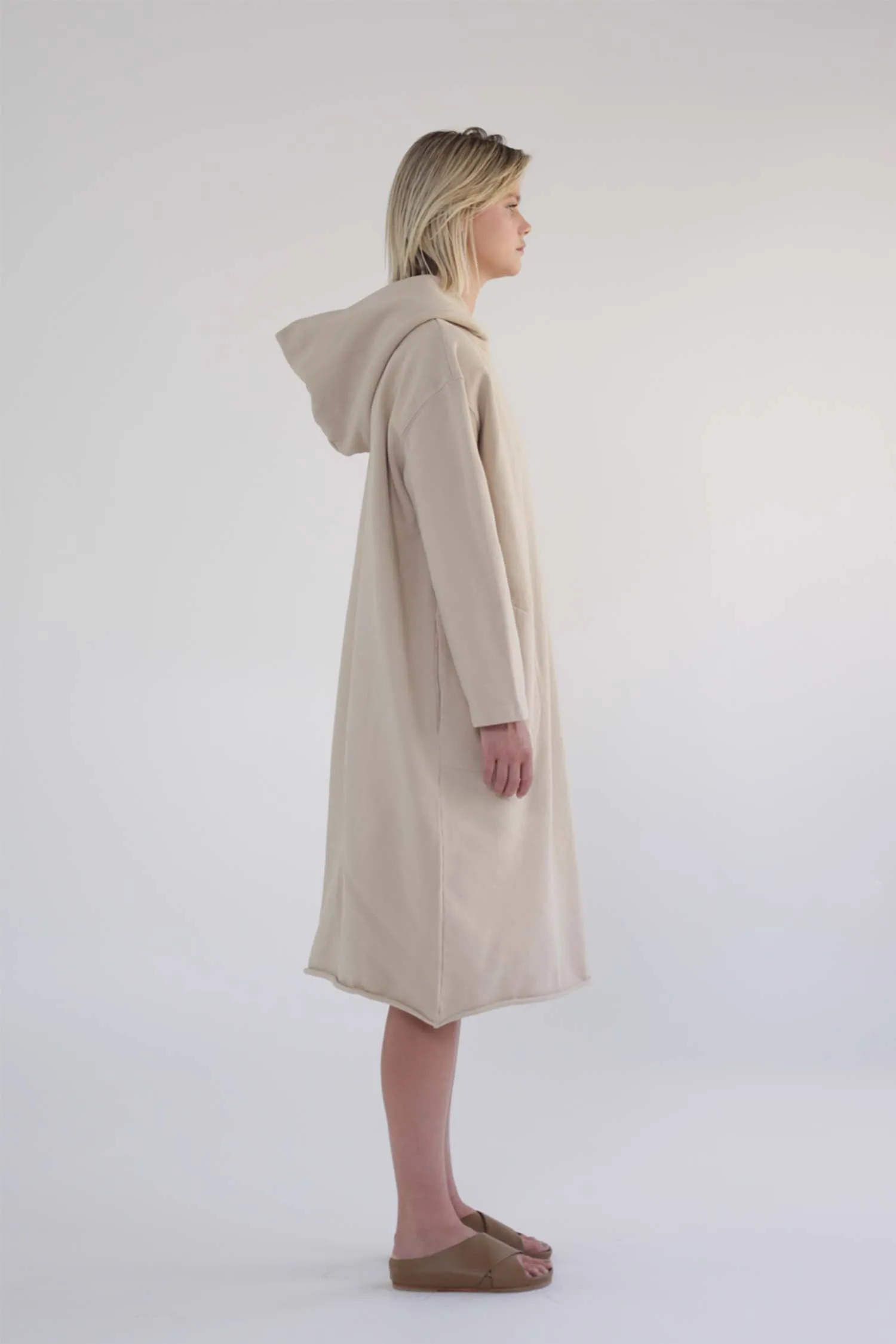 Garment dye cotton fleece Hoodie dress