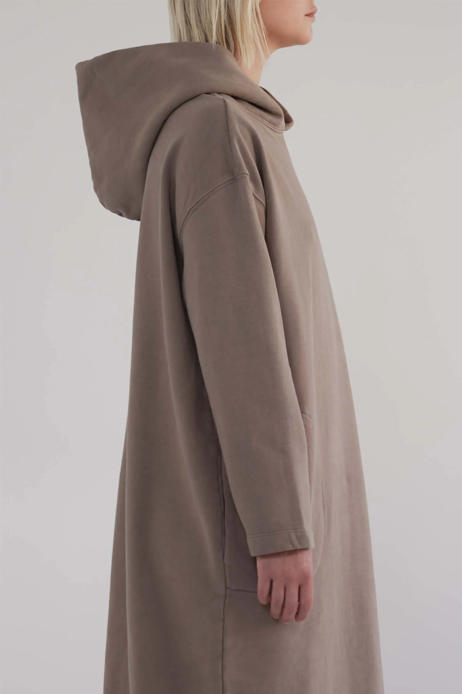 Garment dye cotton fleece Hoodie dress