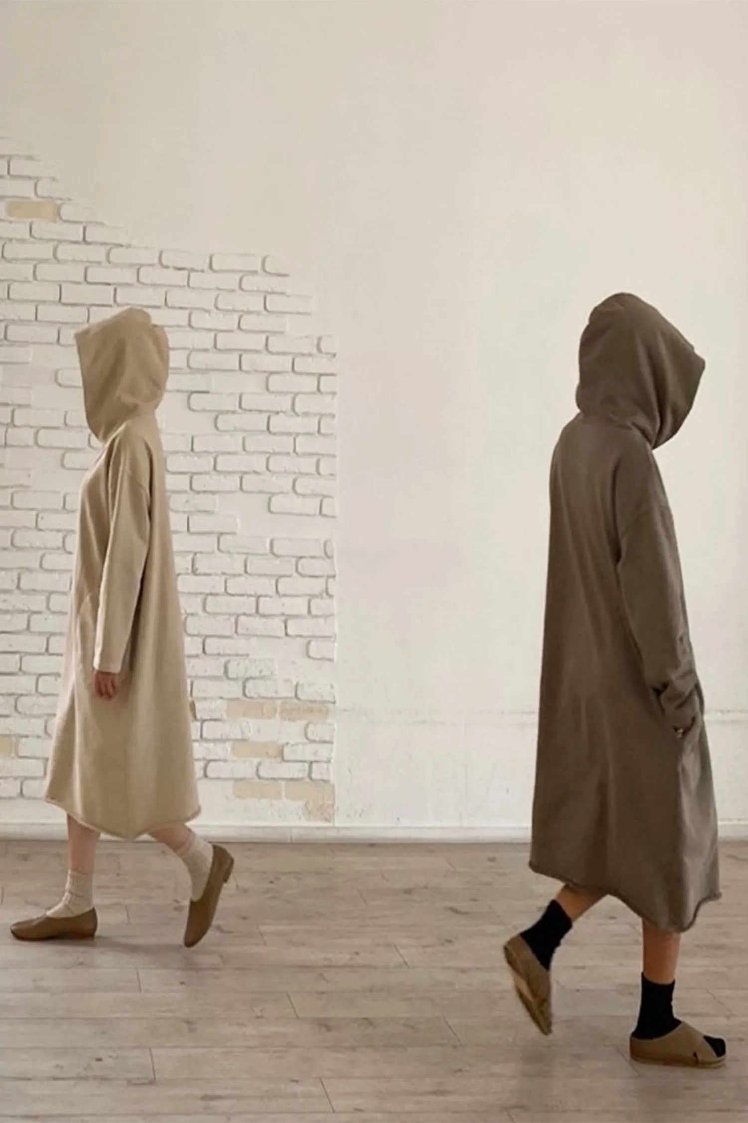 Garment dye cotton fleece Hoodie dress