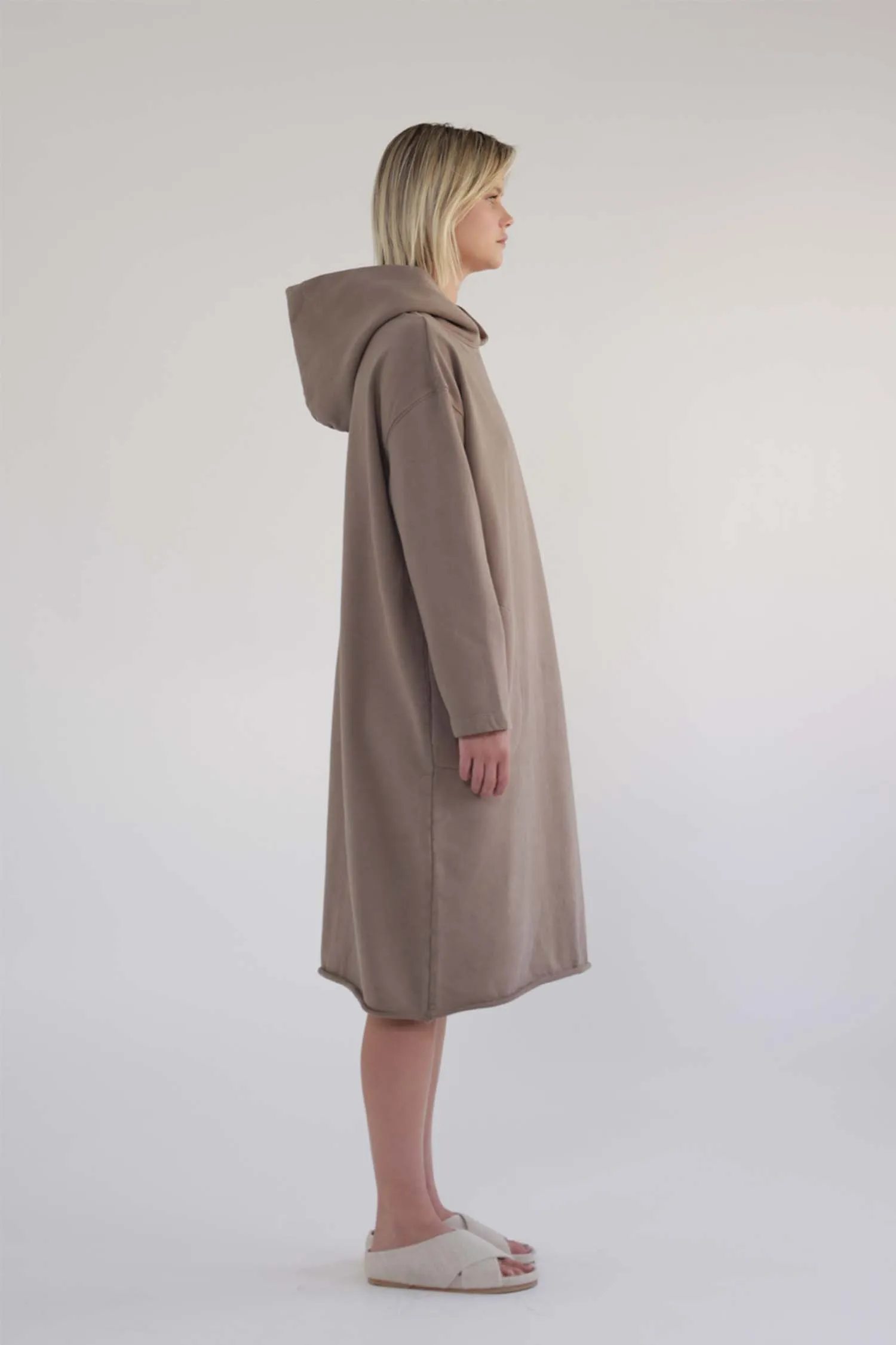 Garment dye cotton fleece Hoodie dress