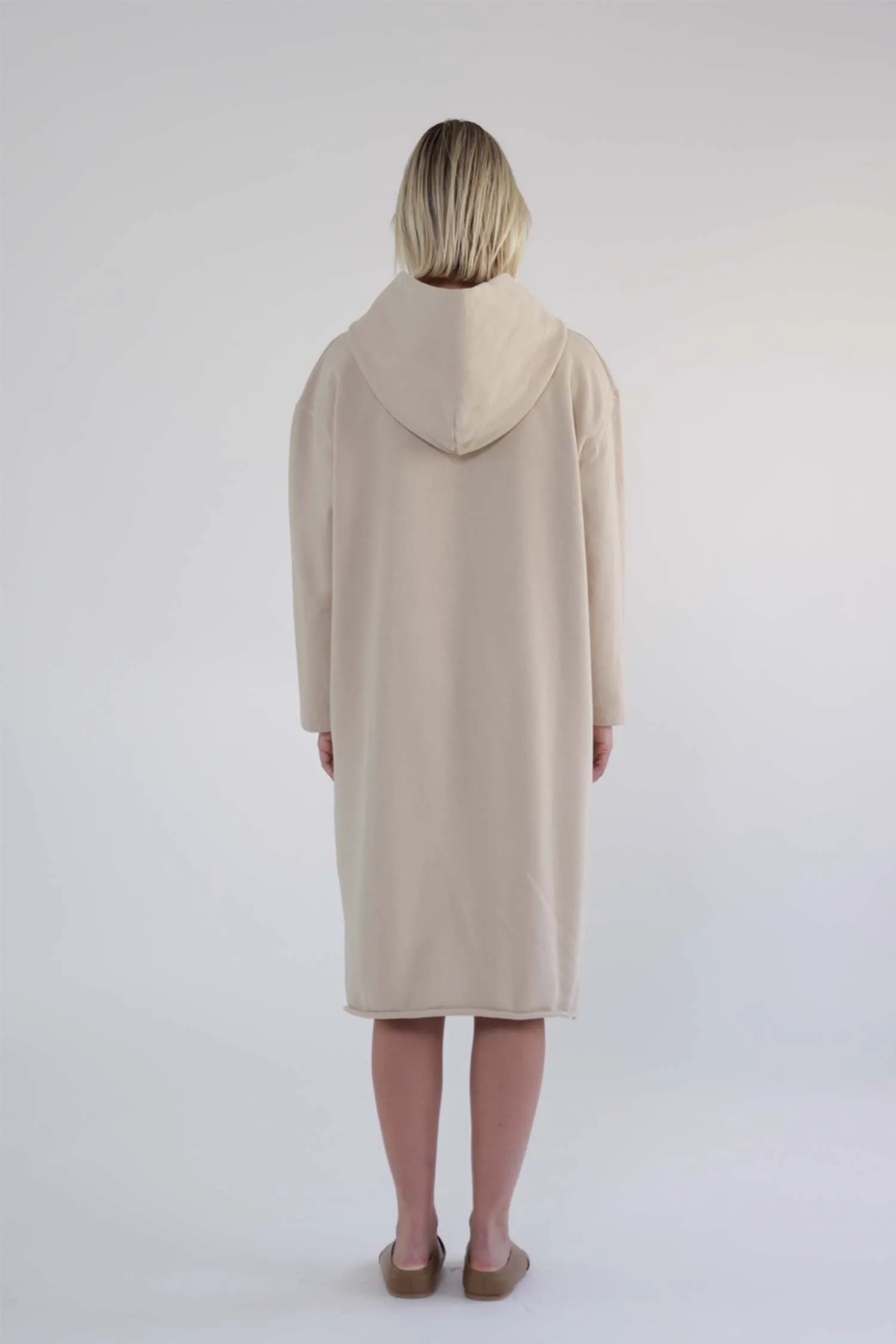 Garment dye cotton fleece Hoodie dress
