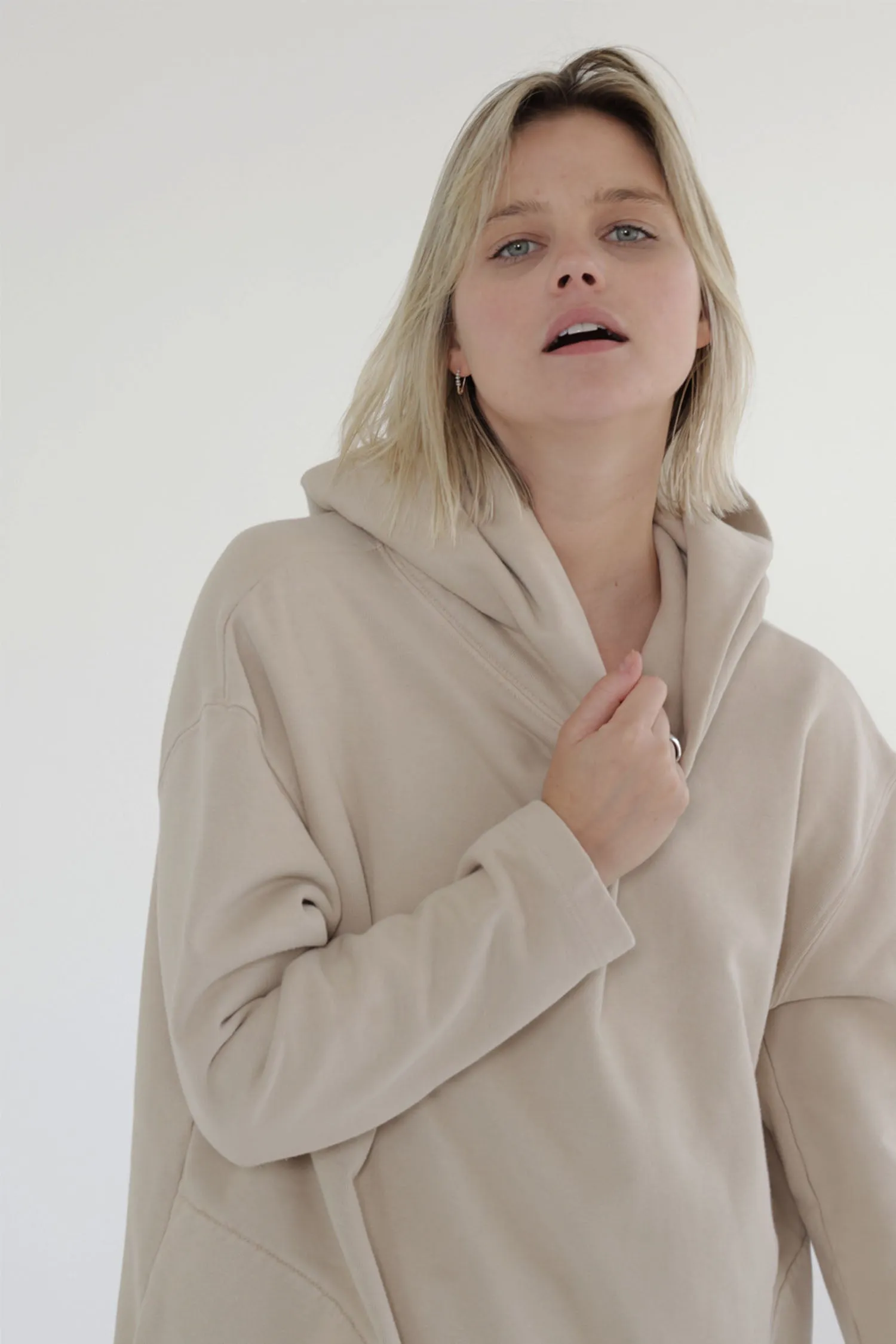 Garment dye cotton fleece Hoodie dress
