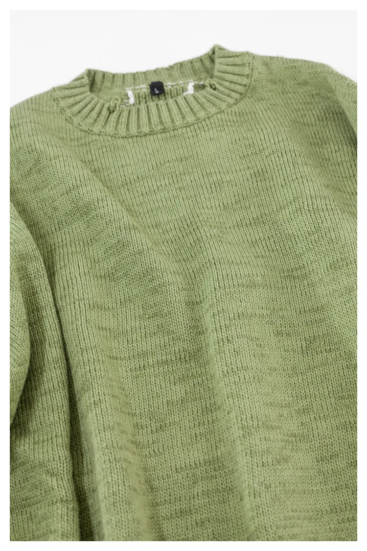 Japanese fall black knitted vintage skull  Crew Neck Pullover sweater s