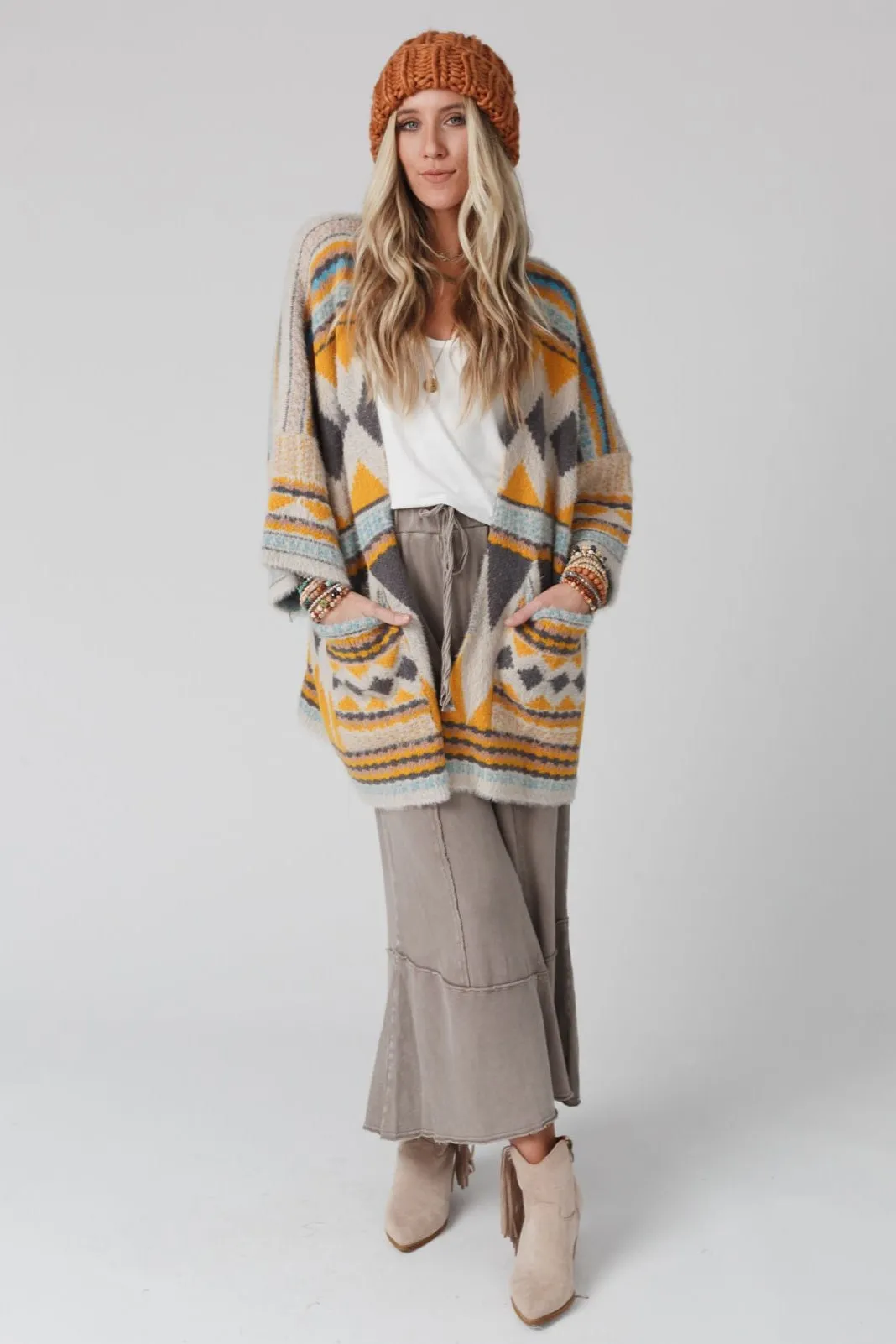 Keep It Up Oversized Cardigan - Mustard