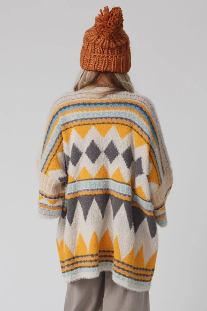 Keep It Up Oversized Cardigan - Mustard