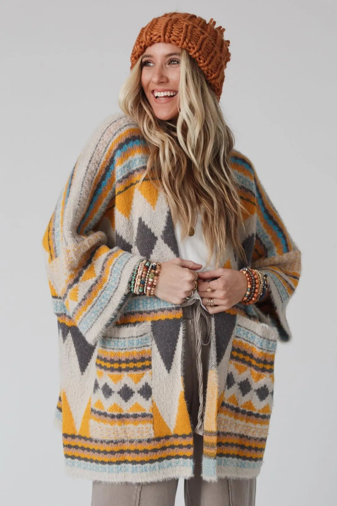 Keep It Up Oversized Cardigan - Mustard