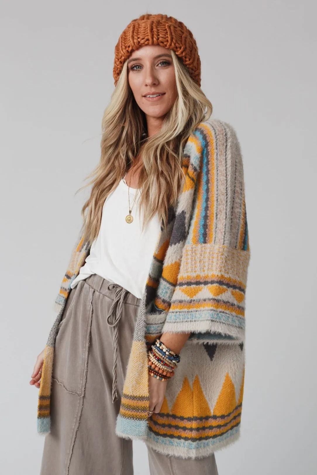 Keep It Up Oversized Cardigan - Mustard