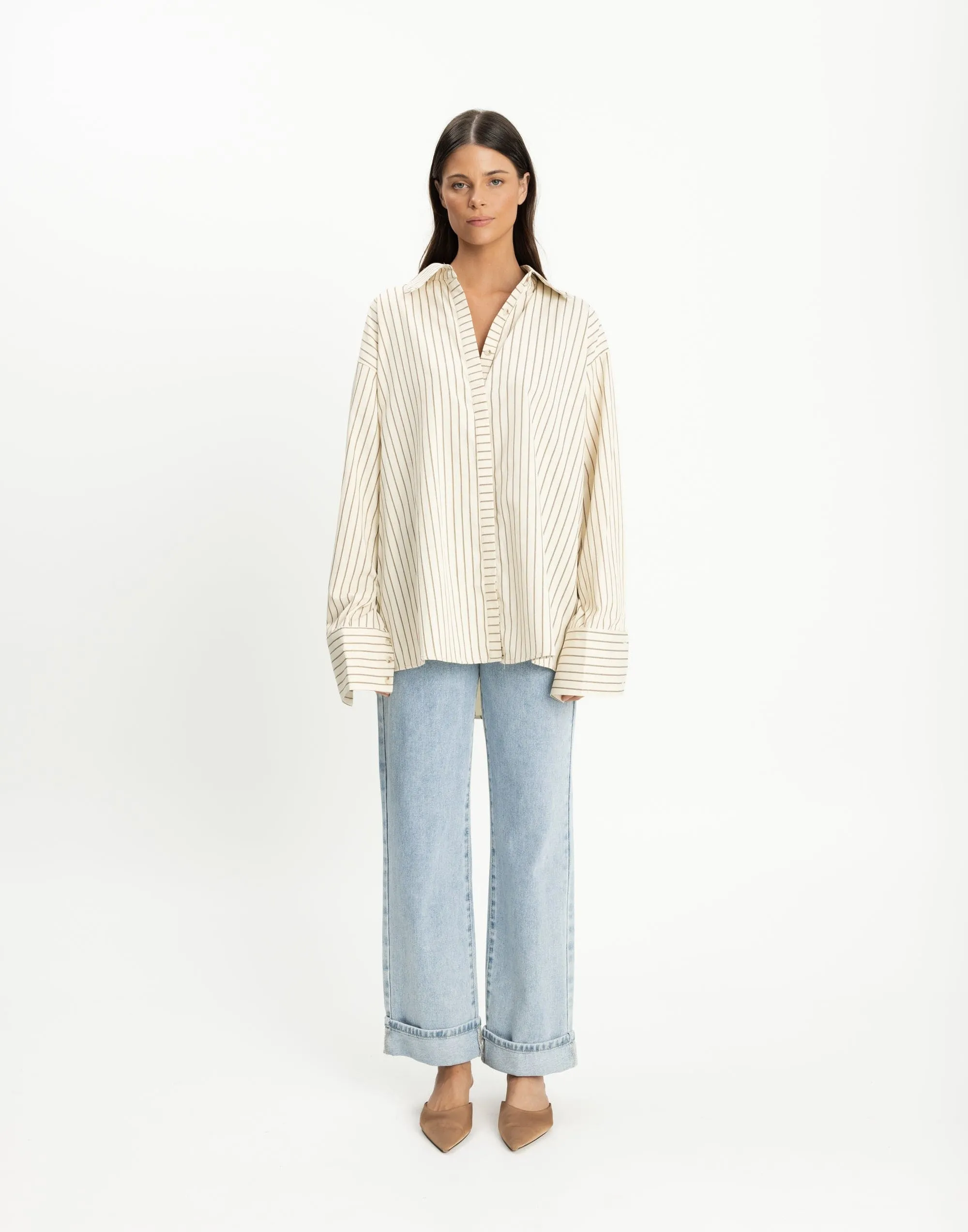 Lena Shirt (Cream Pinstripe)
