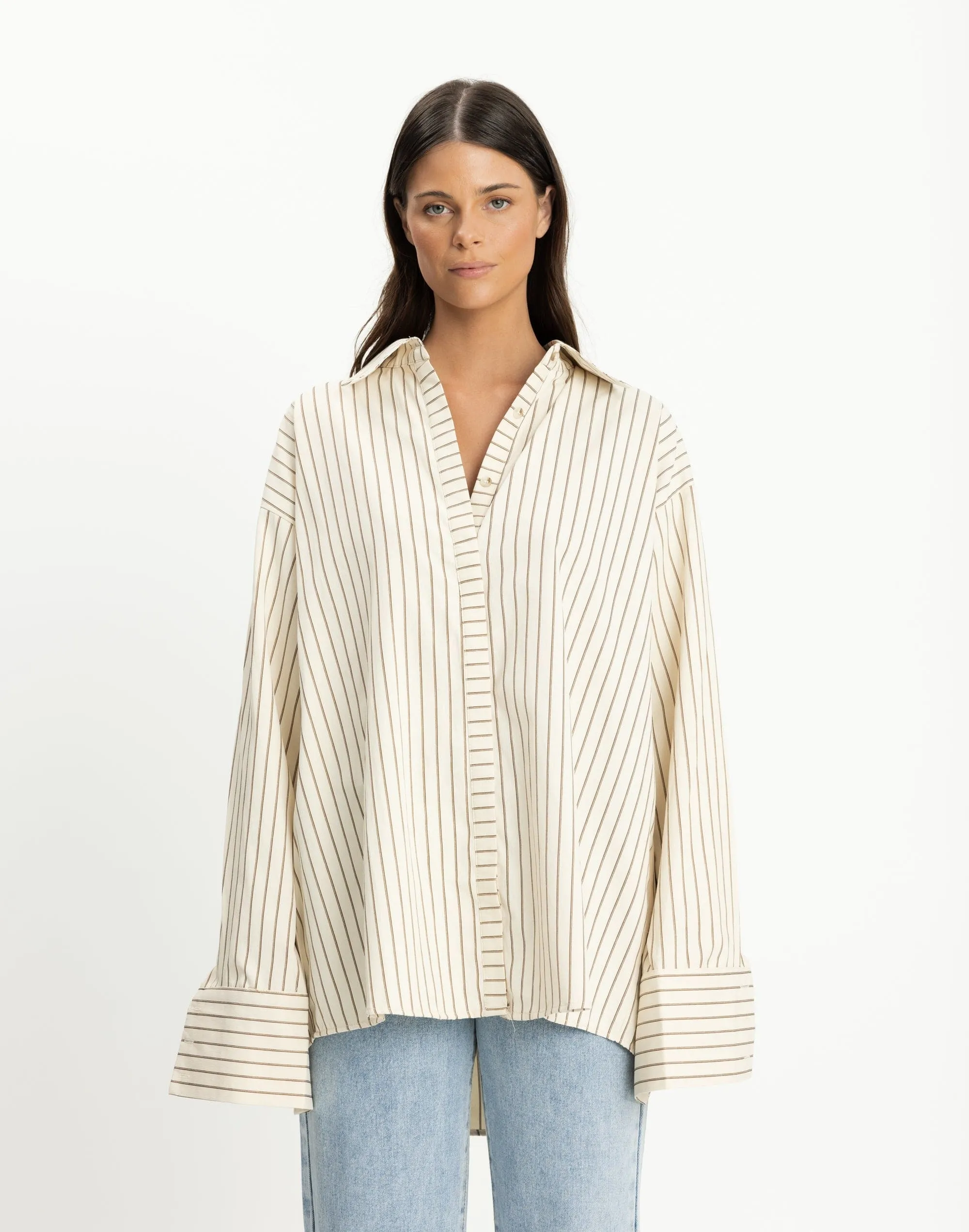 Lena Shirt (Cream Pinstripe)