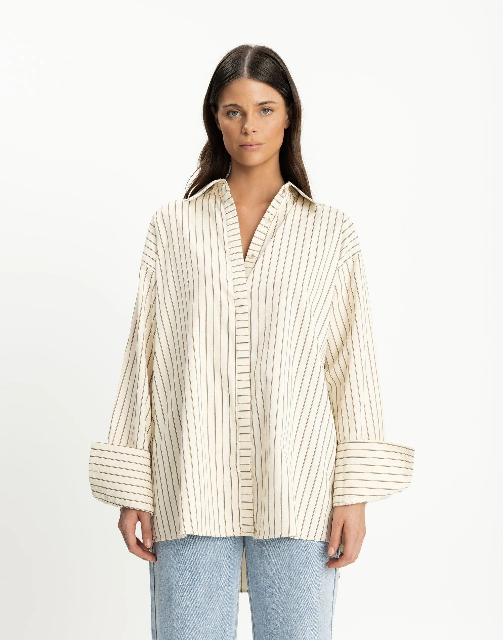 Lena Shirt (Cream Pinstripe)