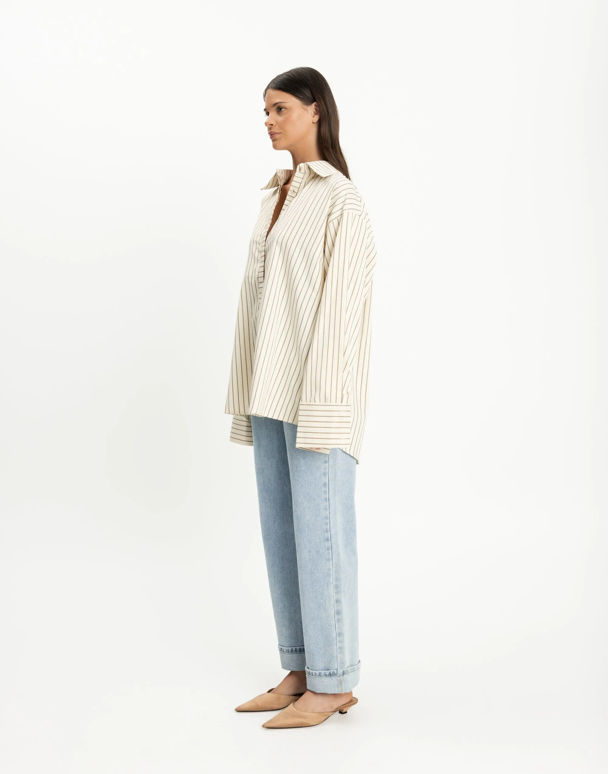 Lena Shirt (Cream Pinstripe)