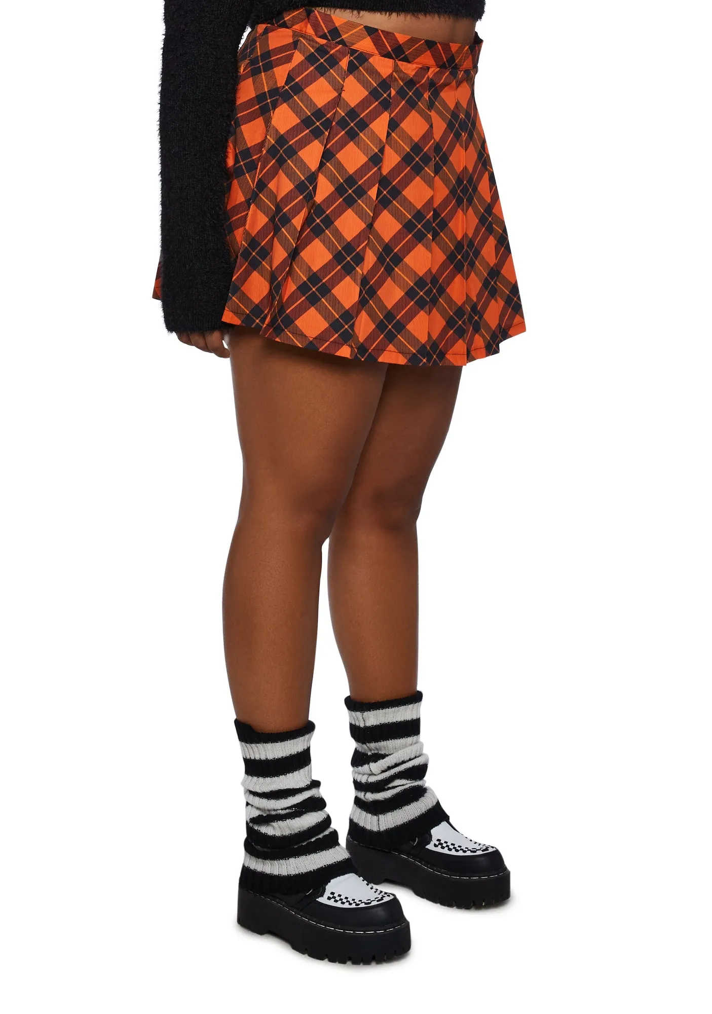 Plus Haunted To Meet U Plaid Mini Skirt
