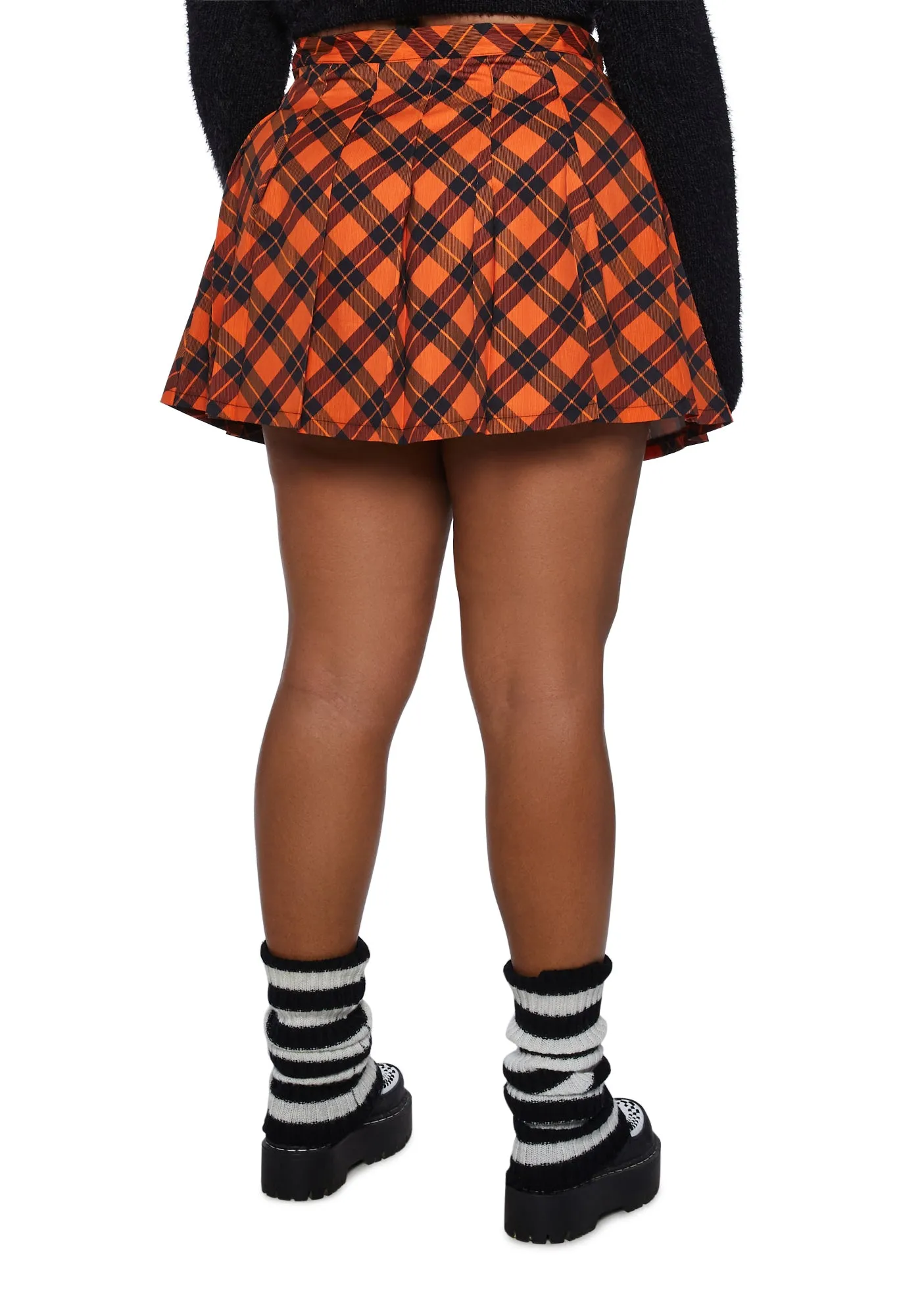 Plus Haunted To Meet U Plaid Mini Skirt