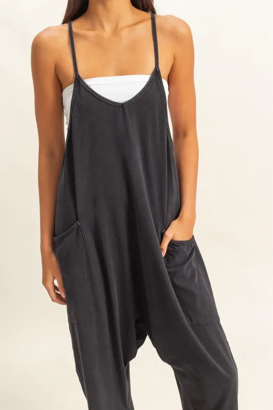 Relaxed Fit Mineral Washed Jumpsuit
