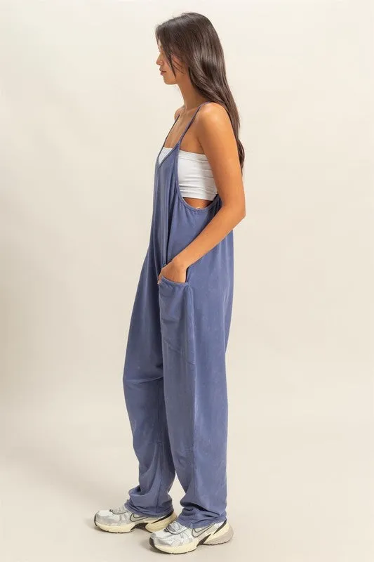 Relaxed Fit Mineral Washed Jumpsuit