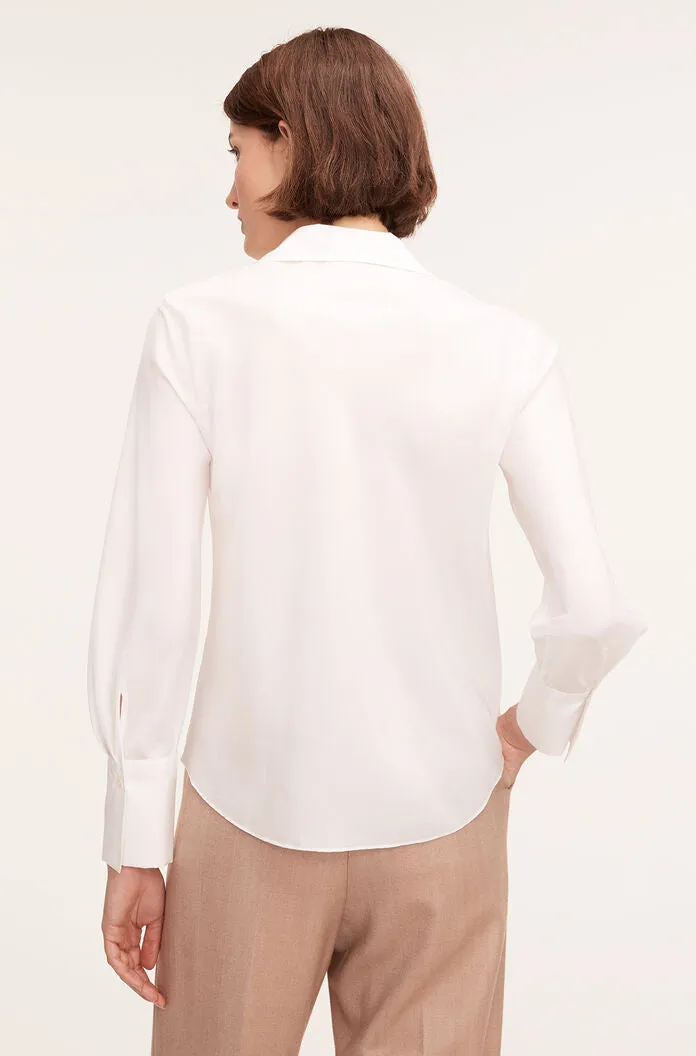 Silk Long Sleeve Button Front Shirt - Milk