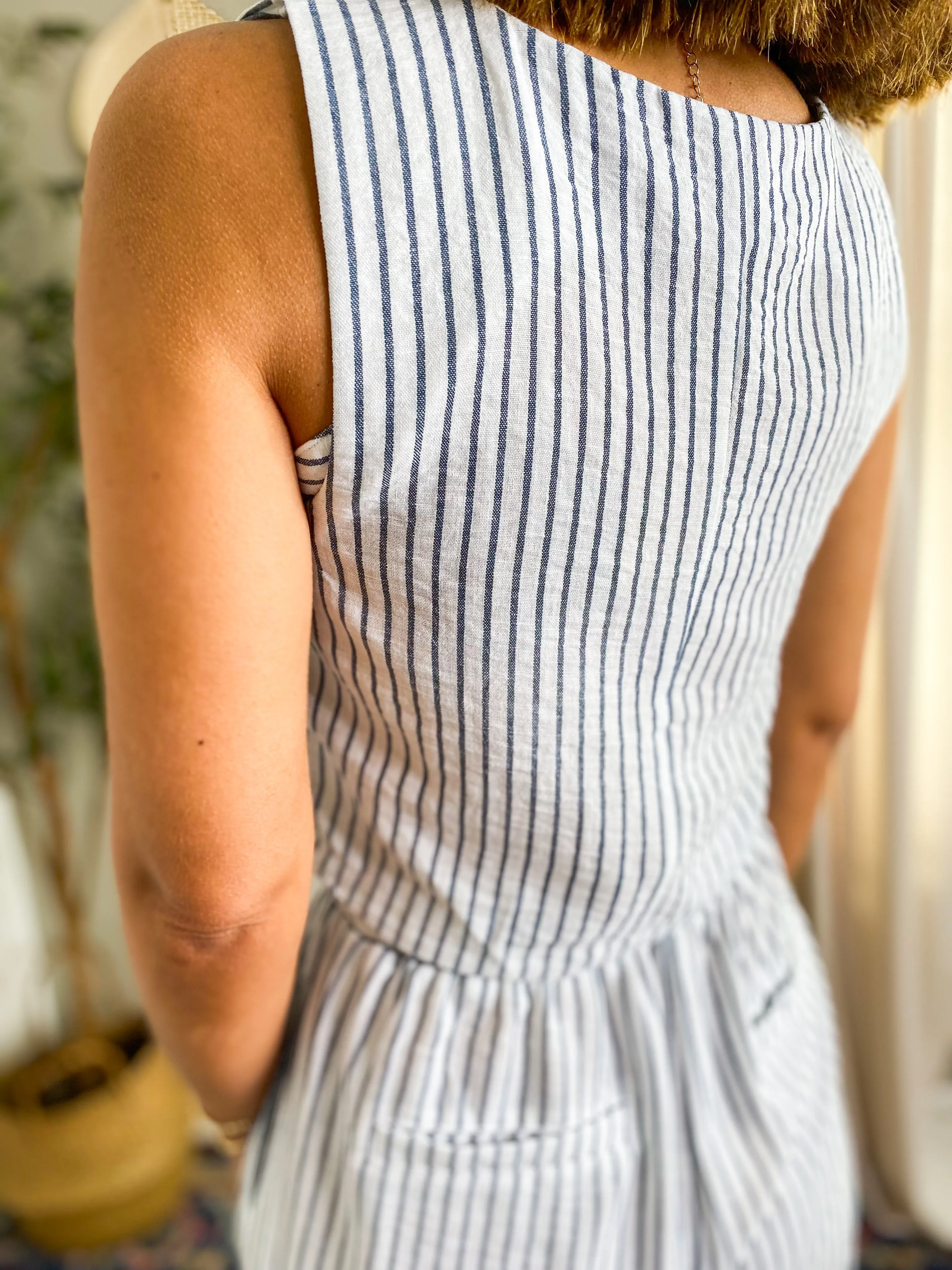Striped Sleeveless Crop Set