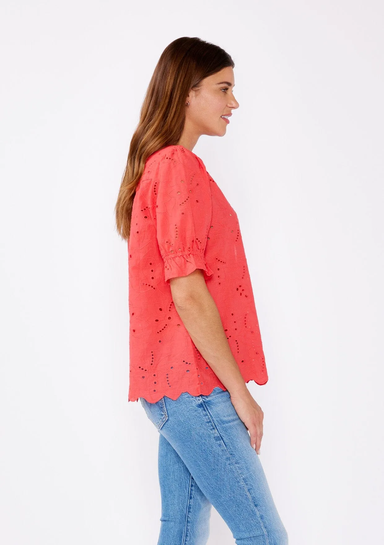 Sweetpea Eyelet Button Up Blouse