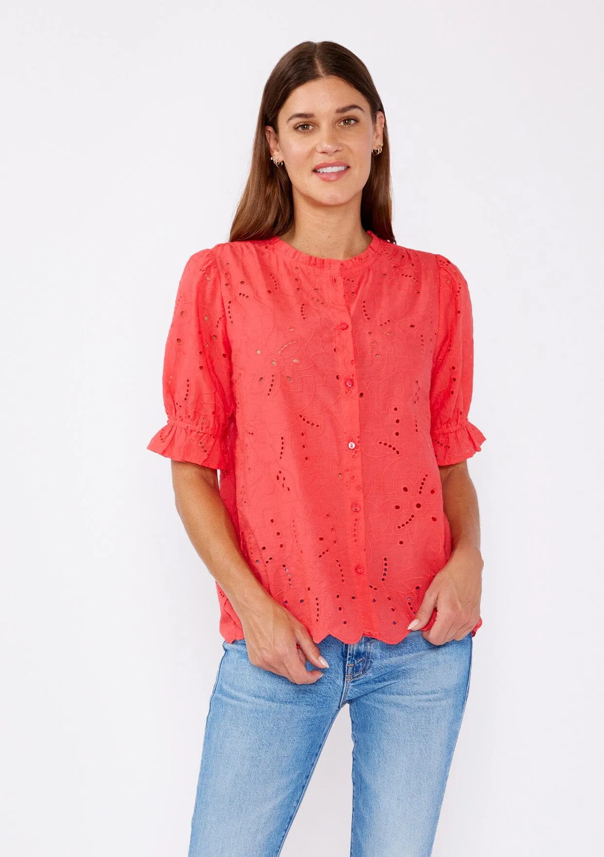Sweetpea Eyelet Button Up Blouse
