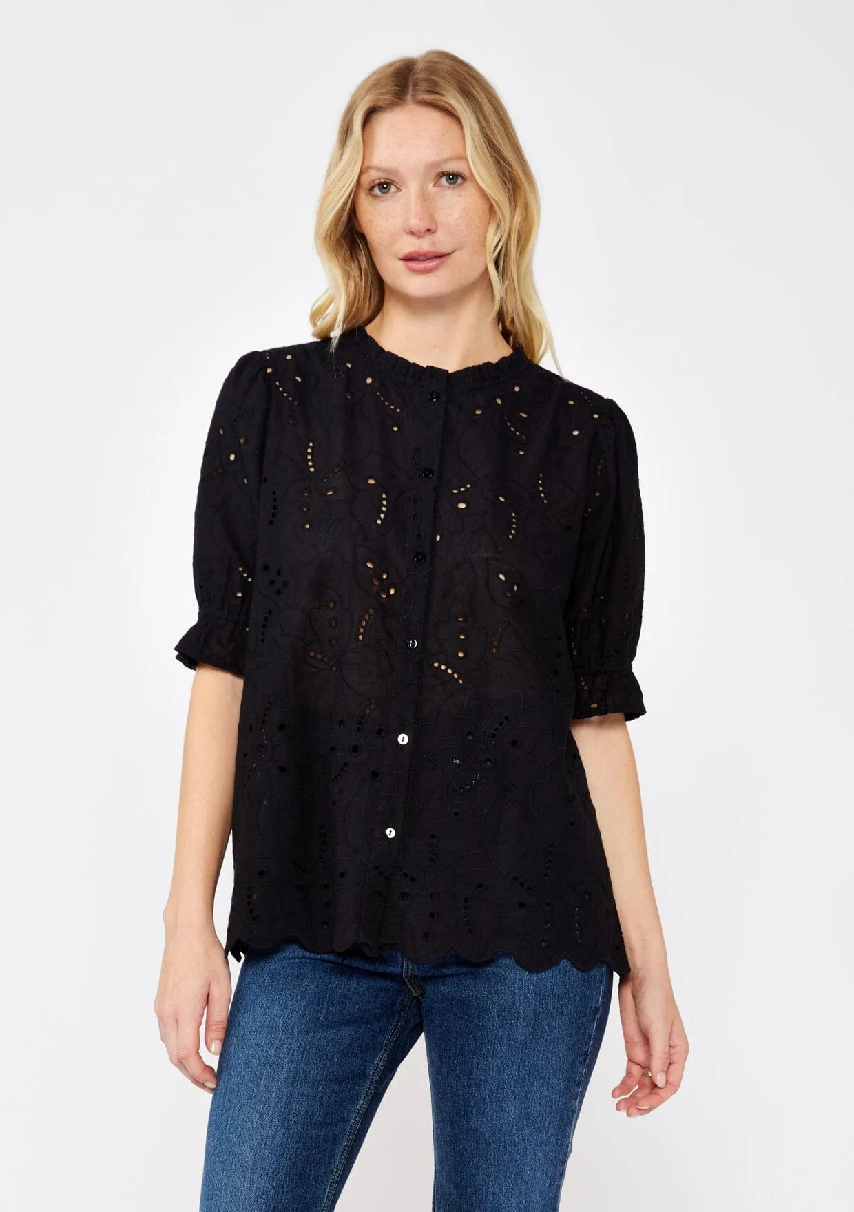 Sweetpea Eyelet Button Up Blouse