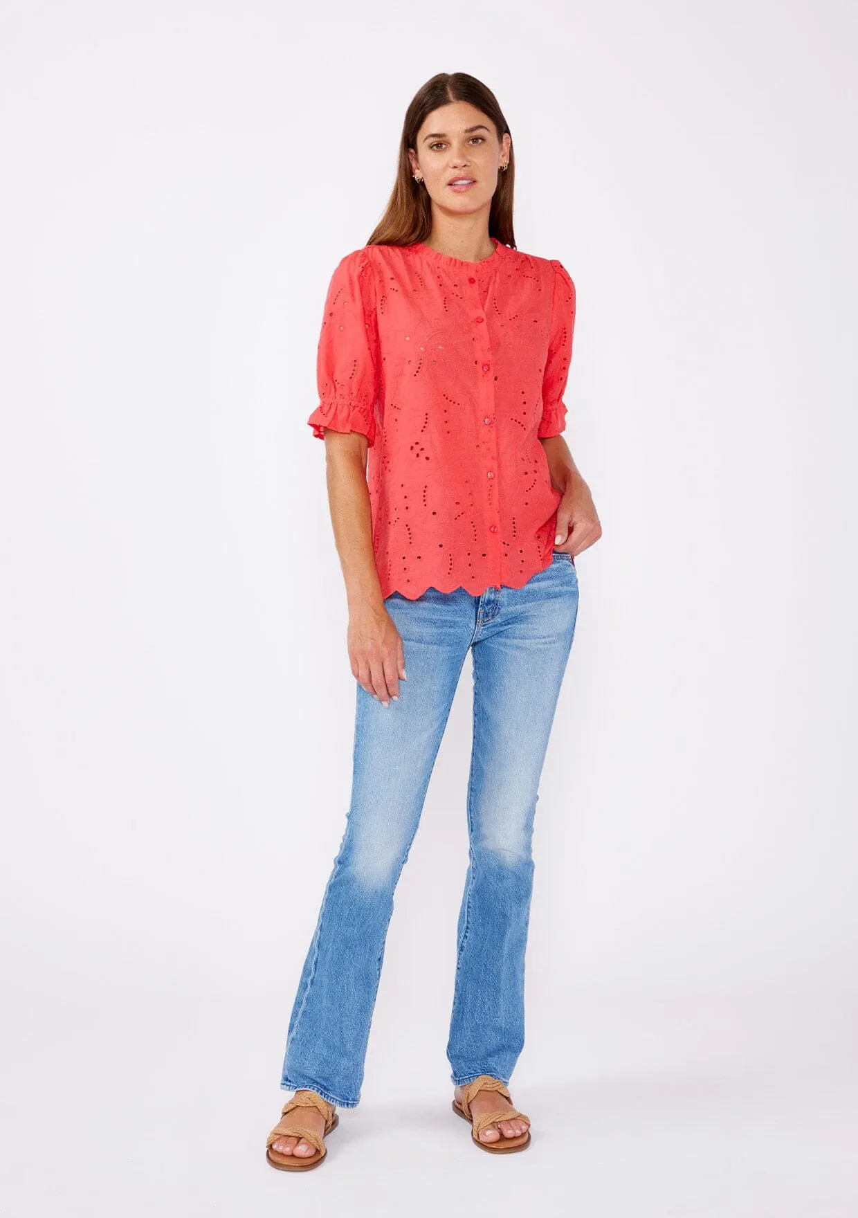 Sweetpea Eyelet Button Up Blouse
