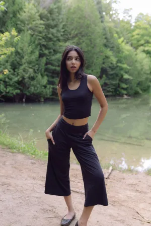 Women's Black Bamboo Crop Top